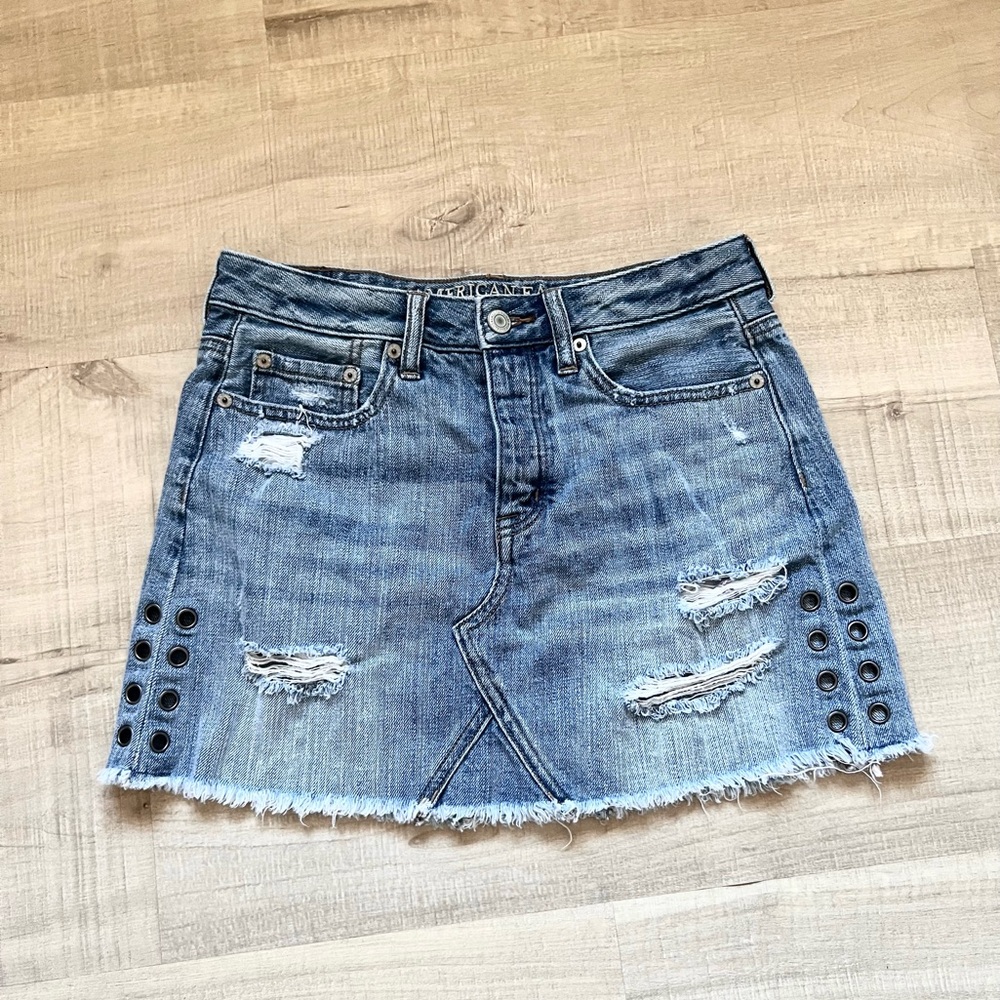 Vintage AE Y2K Preppy Denim Mini Skirt